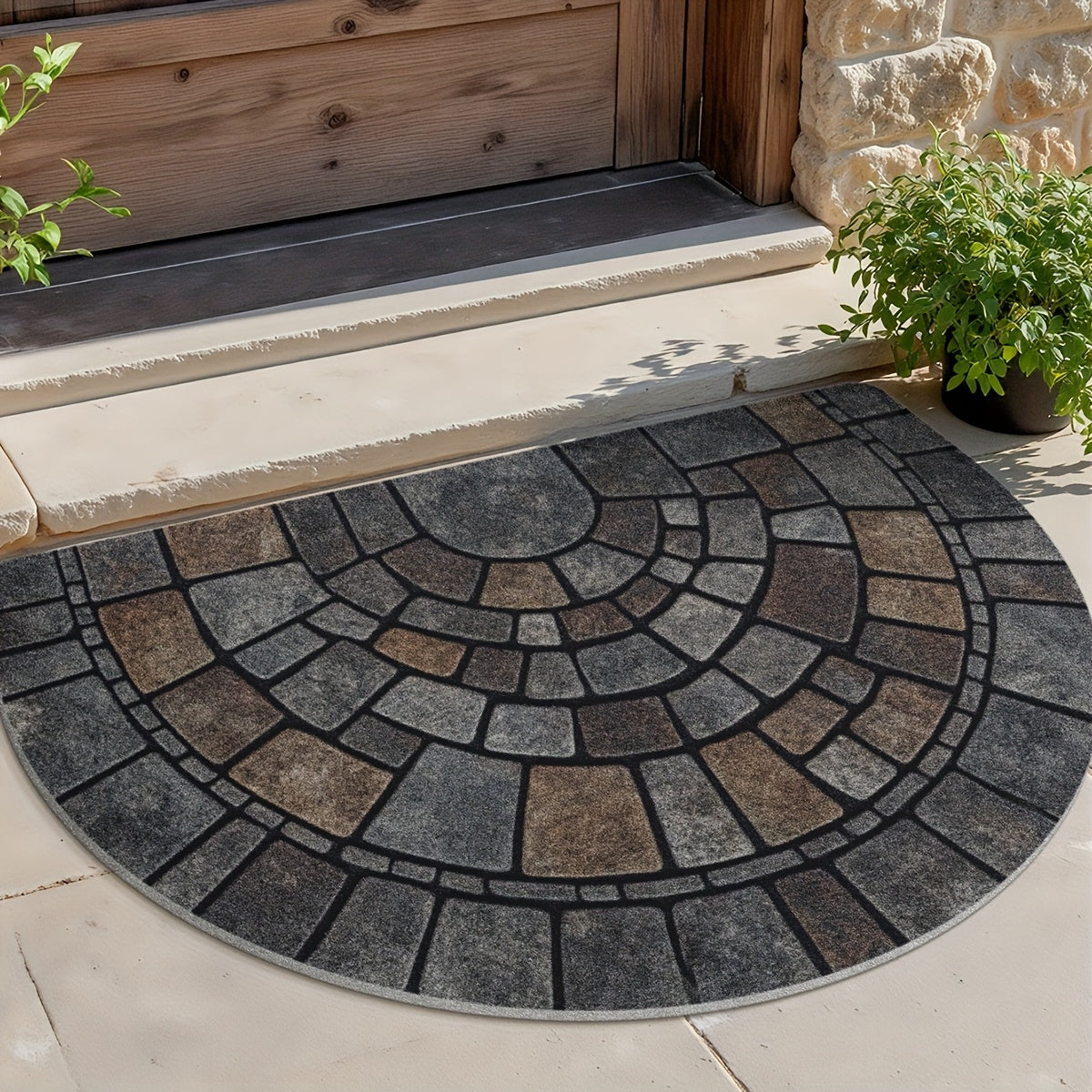 Half-Circle Mosaic Door Mat – Indoor & Outdoor Use