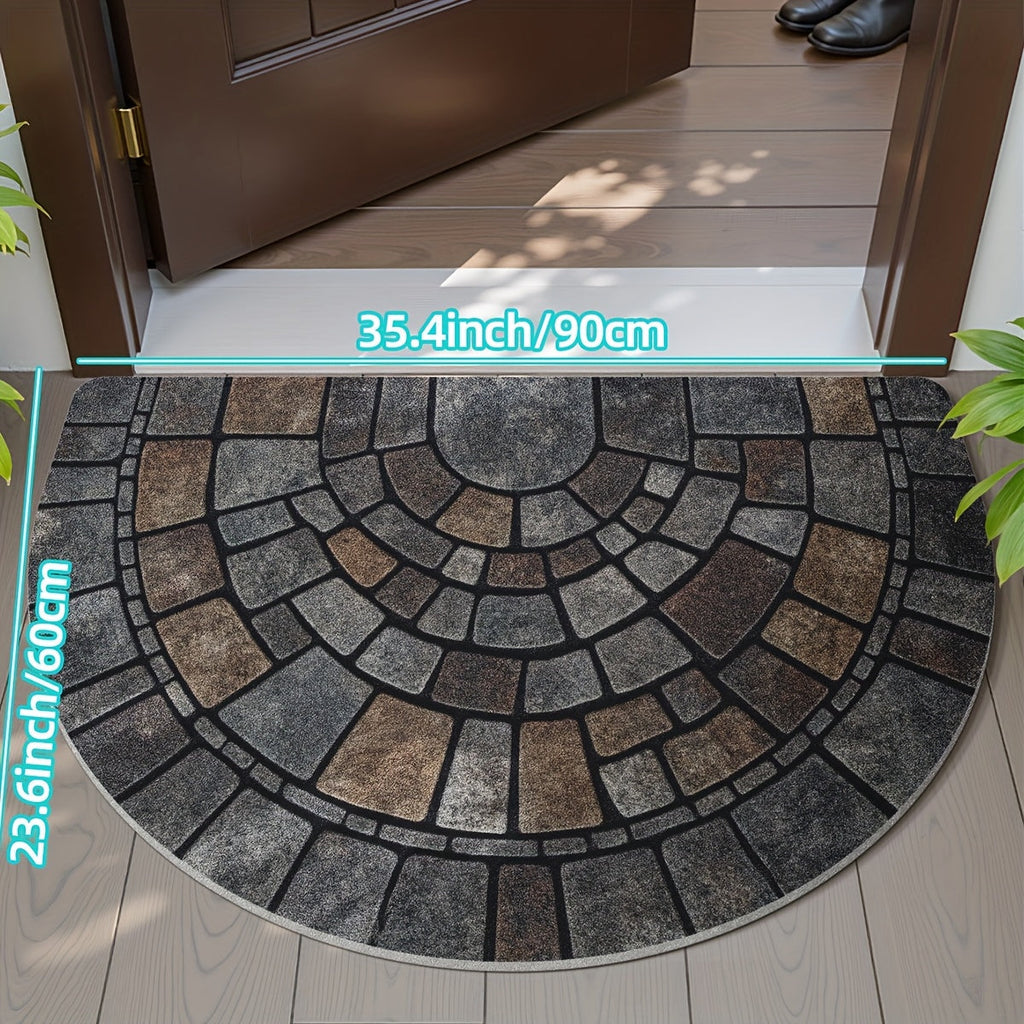 Half-Circle Mosaic Door Mat – Indoor & Outdoor Use