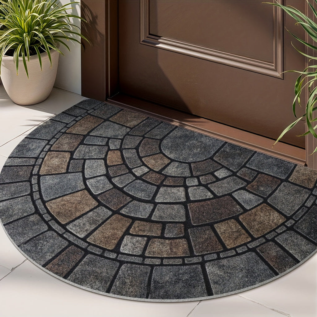 Half-Circle Mosaic Door Mat – Indoor & Outdoor Use