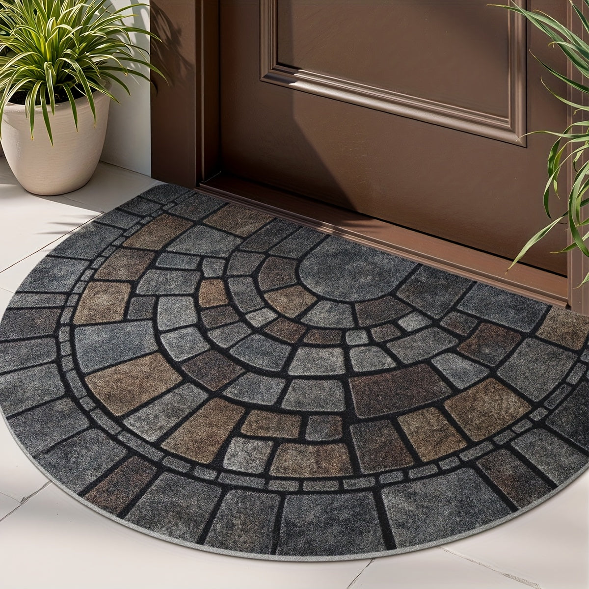 Half-Circle Mosaic Door Mat – Indoor & Outdoor Use