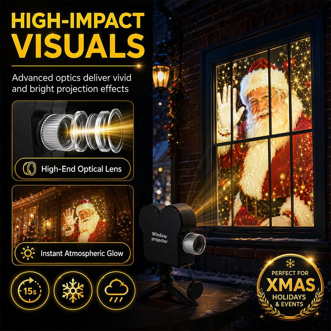 Holographic Halloween & Christmas Projector With 12 Animated Spooky Scenes Tripod