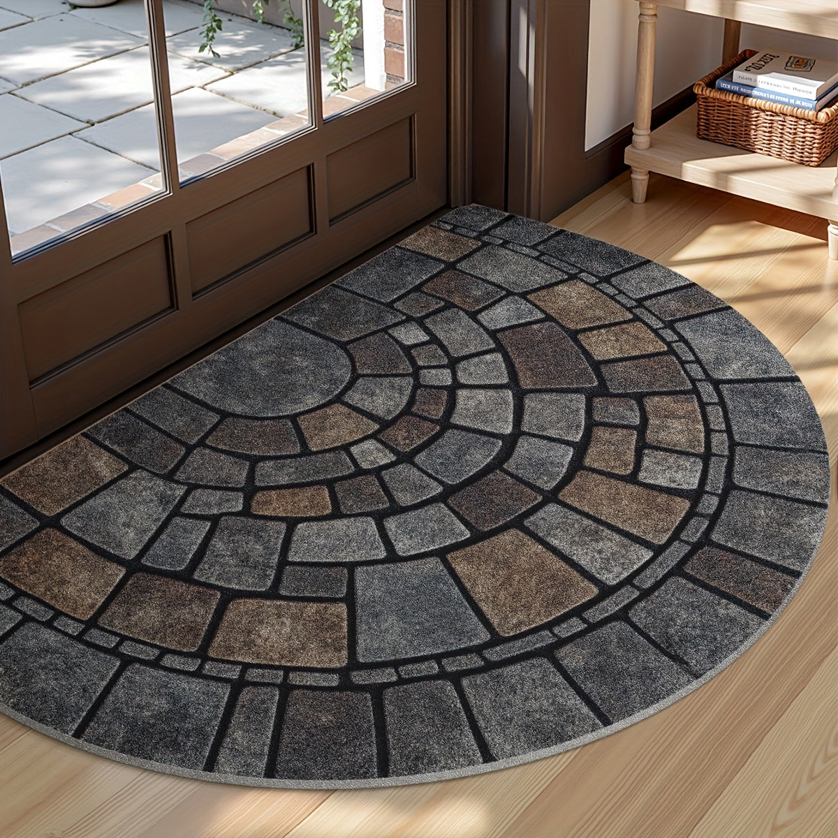 Half-Circle Mosaic Door Mat – Indoor & Outdoor Use