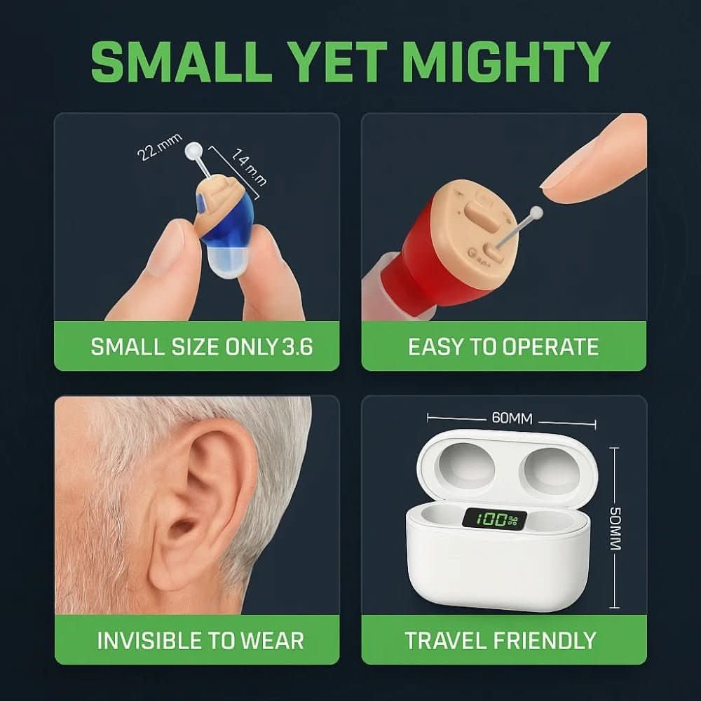 Invisible rechargeable hearing aids with clear sound