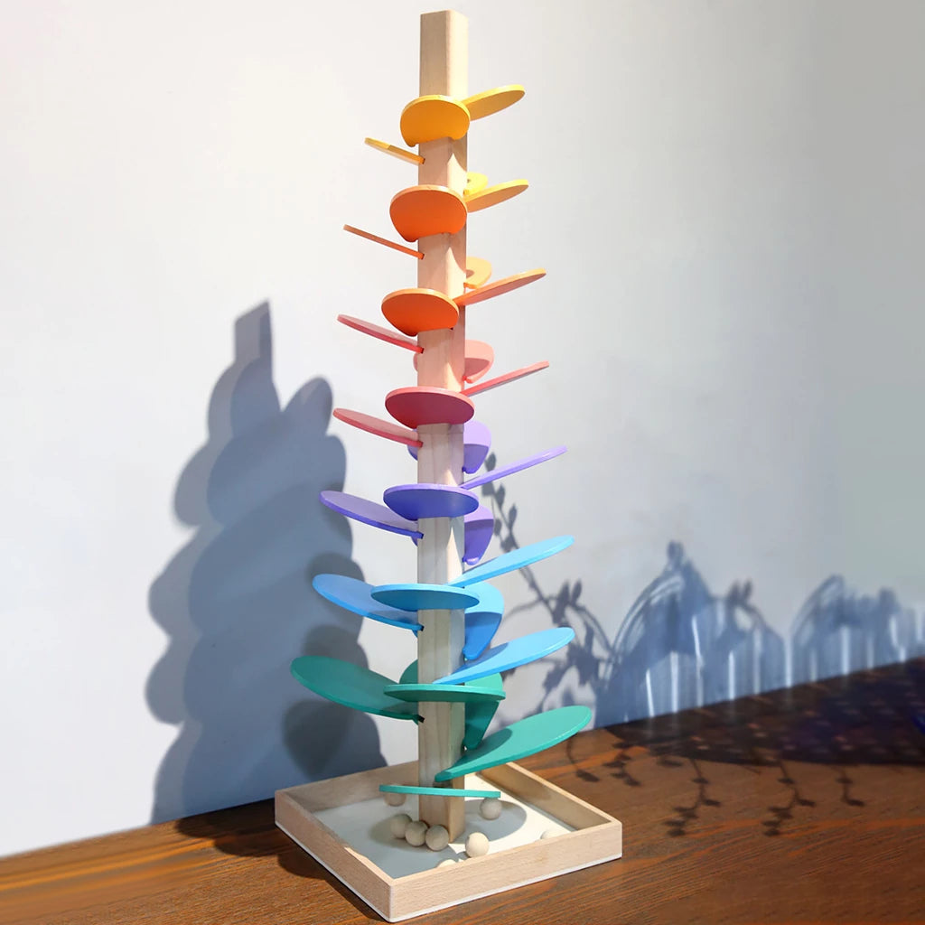 Wooden Rainbow Sound Tower – Educational Sensory Marble Run