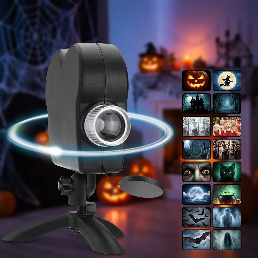 Holographic Halloween & Christmas Projector With 12 Animated Spooky Scenes Tripod