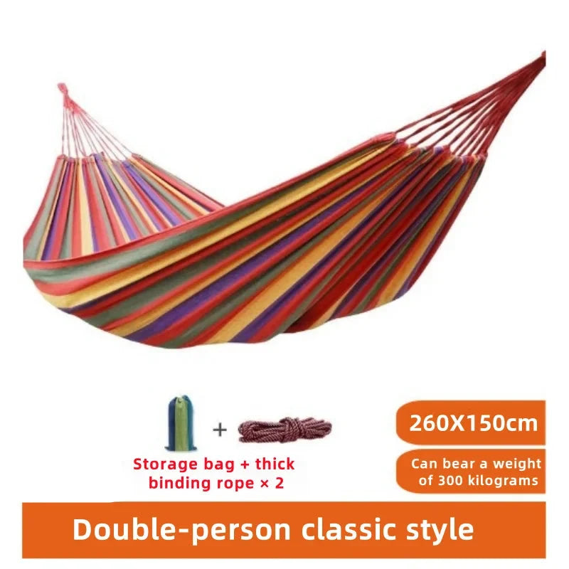 Canvas Hammock – Striped Double Swing Bed Indoor & Outdoor Camping Hammock