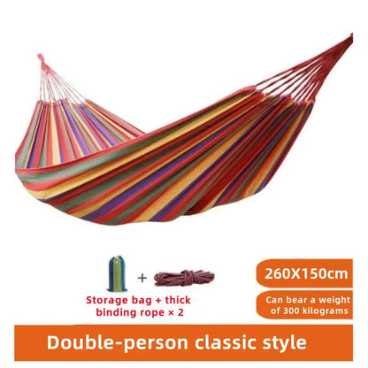 Canvas Hammock | Striped Double Swing Bed – Indoor & Outdoor Camping Hammock