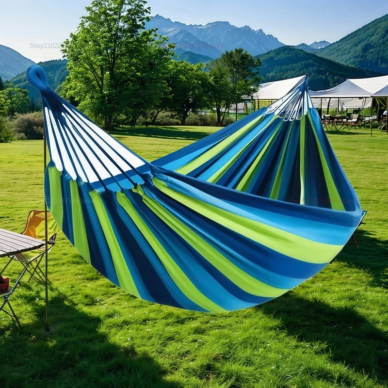 Canvas Hammock – Striped Double Swing Bed Indoor & Outdoor Camping Hammock