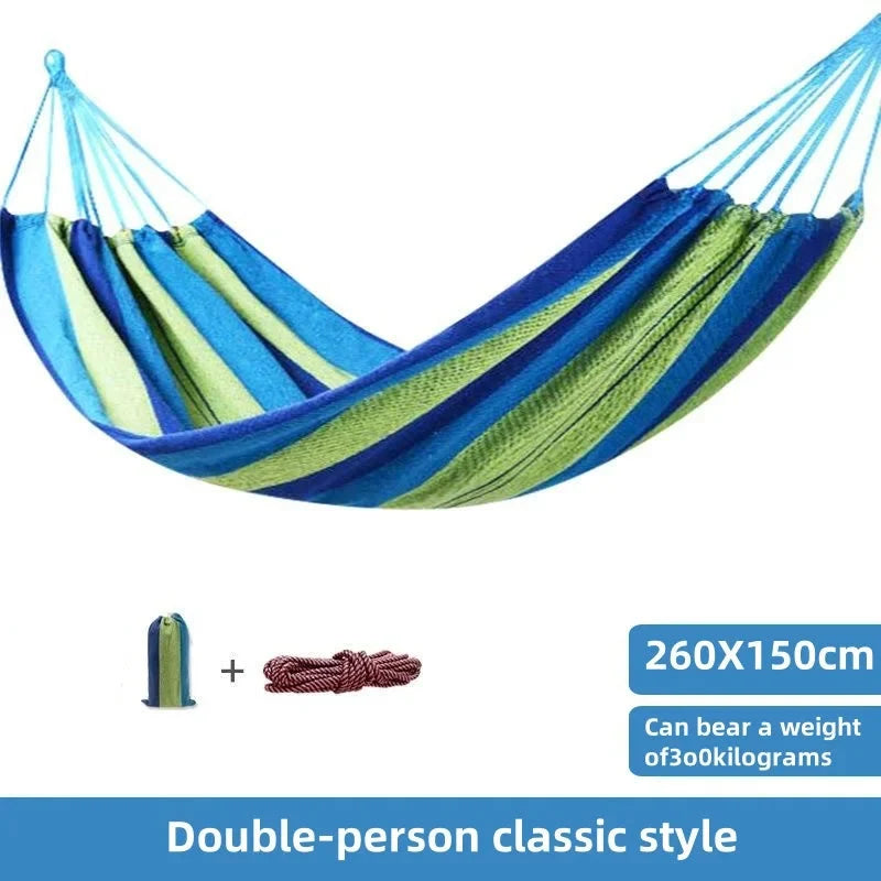 Canvas Hammock | Striped Double Swing Bed – Indoor & Outdoor Camping Hammock