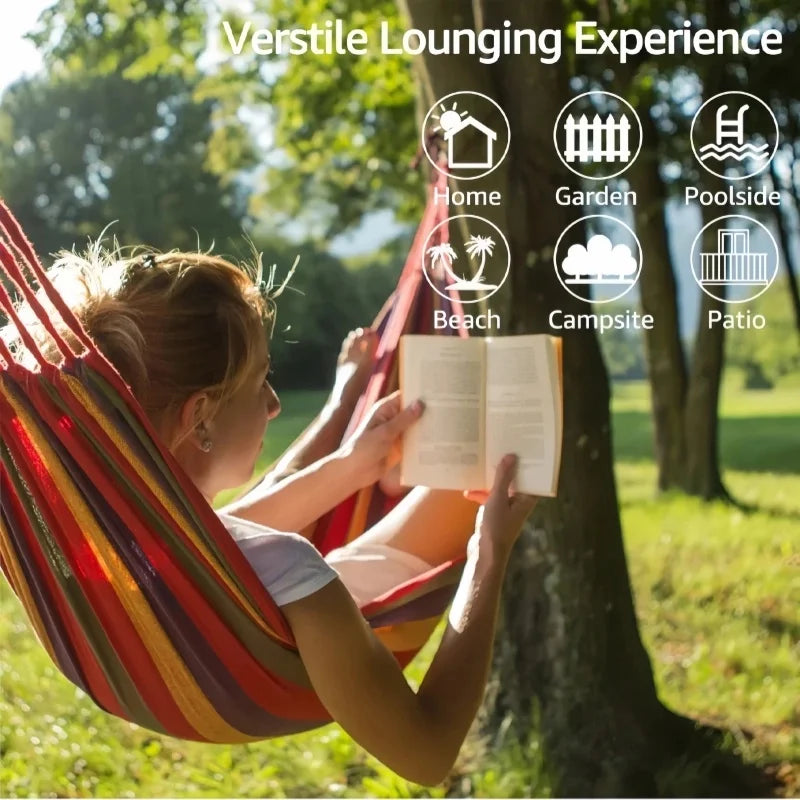 Canvas Hammock – Striped Double Swing Bed Indoor & Outdoor Camping Hammock