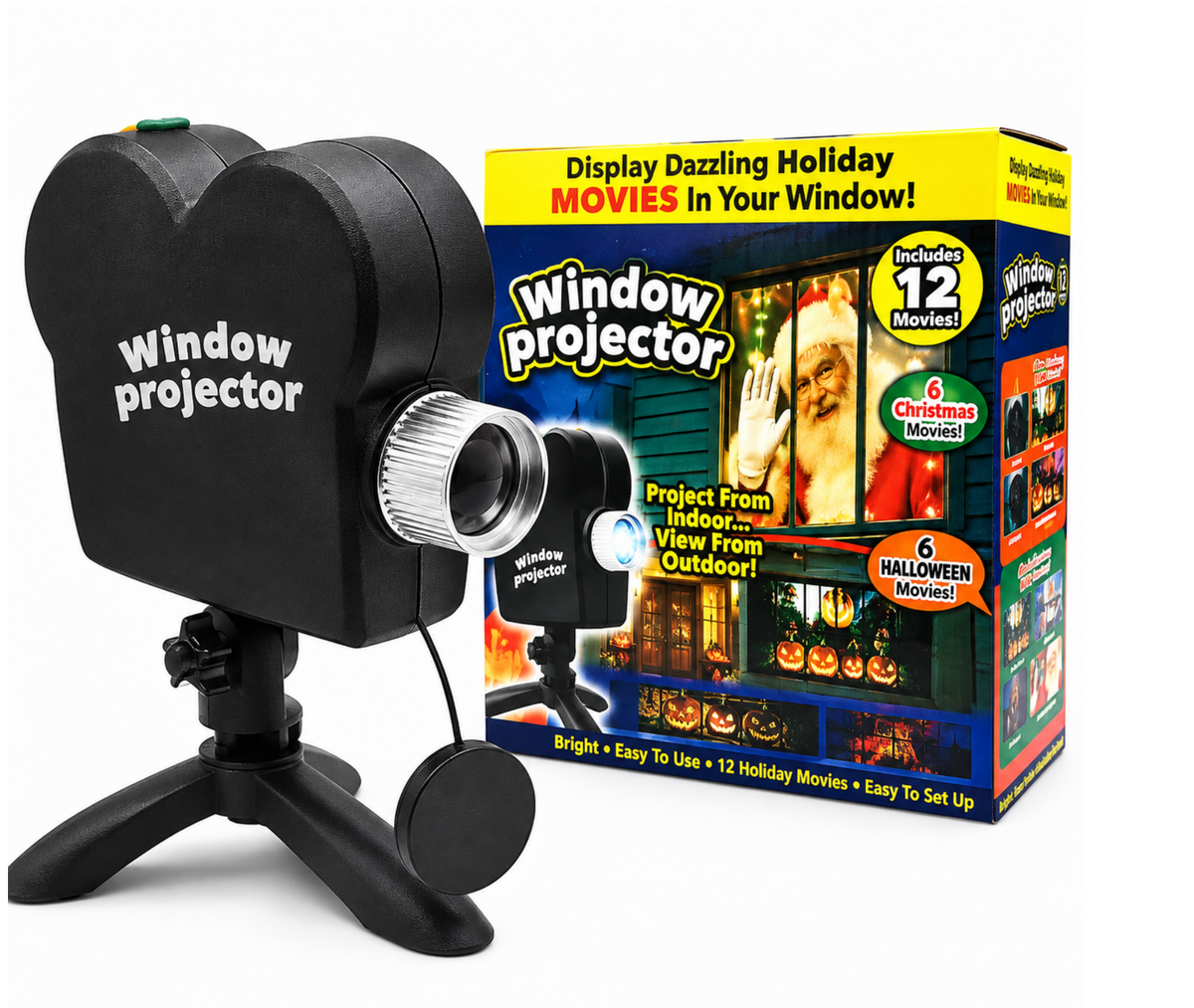 Holographic Halloween & Christmas Projector With 12 Animated Spooky Scenes Tripod