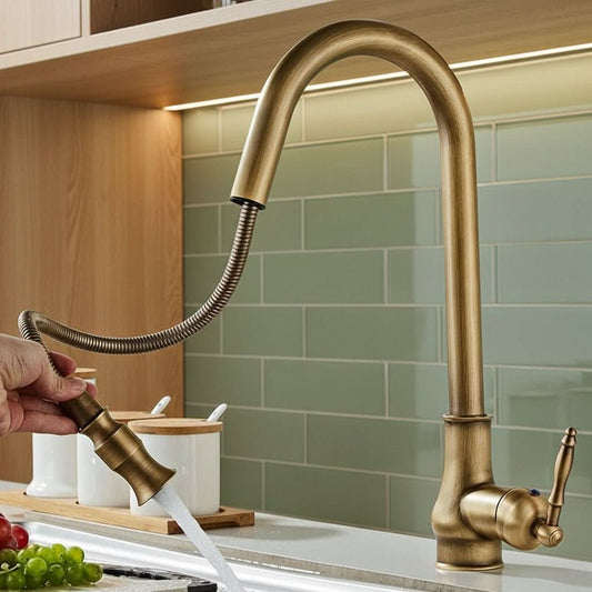 Pull Out Kitchen Faucet Antique Style High Arc Sink Mixer