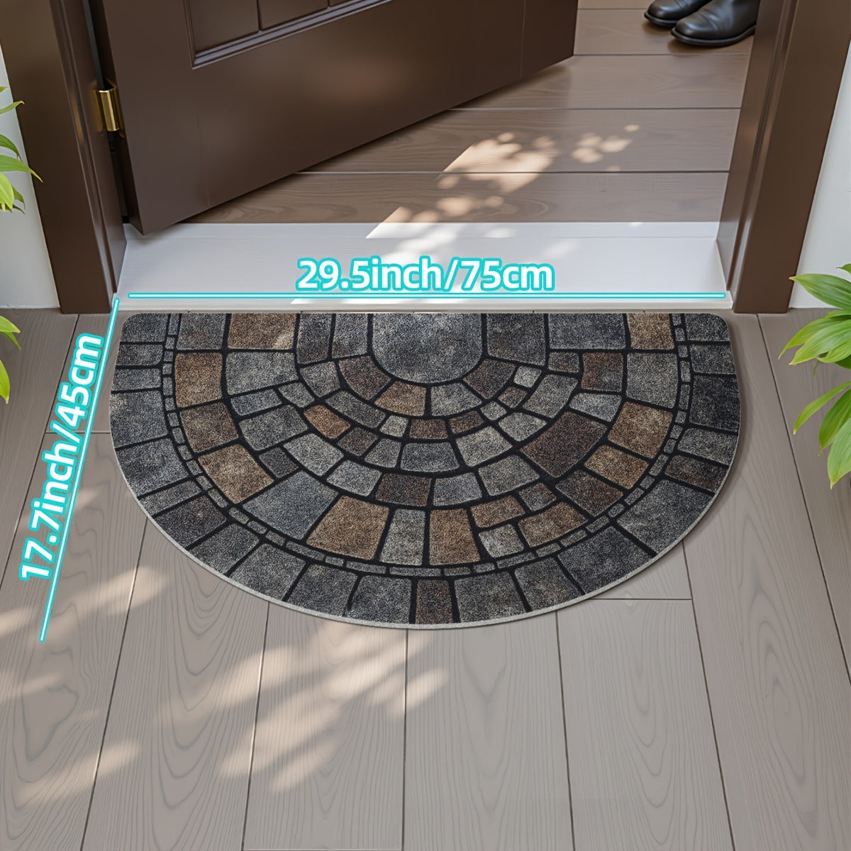 Half-Circle Mosaic Door Mat – Indoor & Outdoor Use