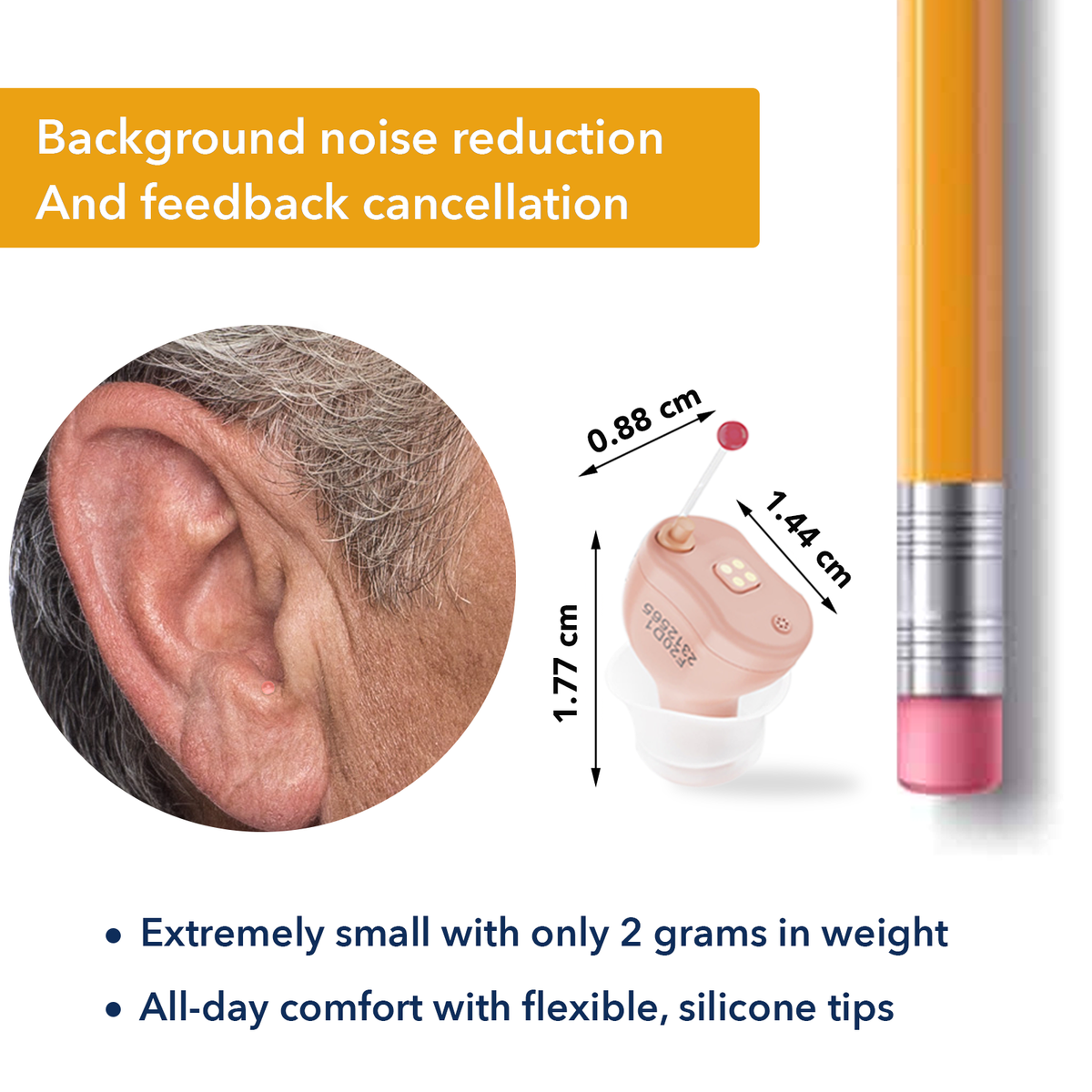 Compact Rechargeable Invisible CIC Hearing Aids – F20D1