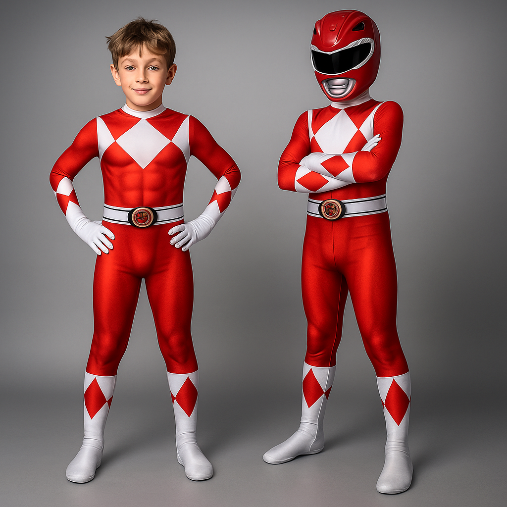 Kids Adventure Costume – Full-Body Jumpsuit with Muscle Design & Hood