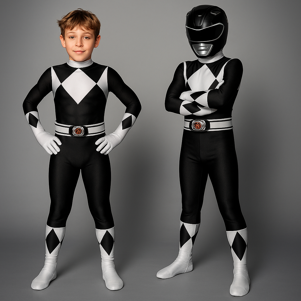 Kids Adventure Costume – Full-Body Jumpsuit with Muscle Design & Hood