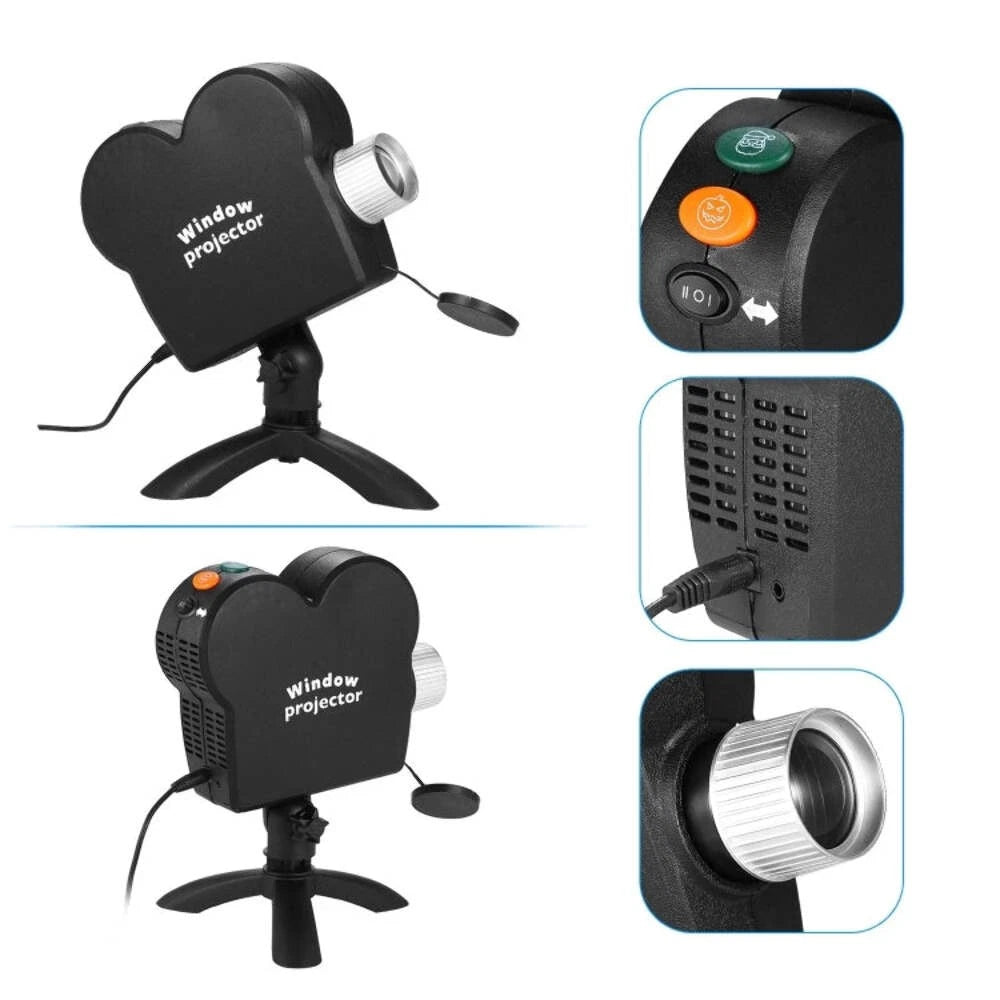 Holographic Halloween & Christmas Projector With 12 Animated Spooky Scenes Tripod