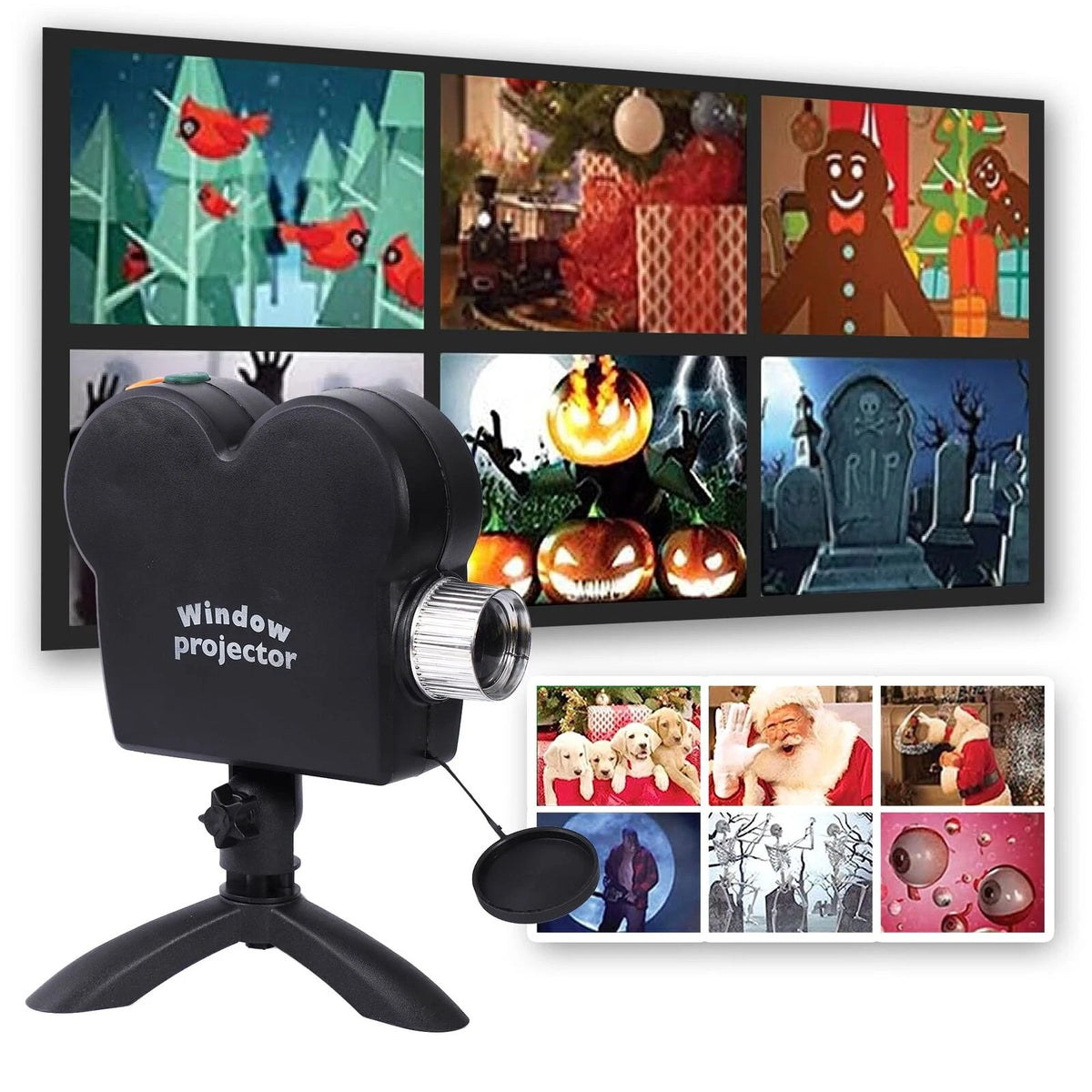 Holographic Halloween & Christmas Projector With 12 Animated Spooky Scenes Tripod